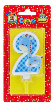 Свеча Цифра 2 Жирафик синий С-8306