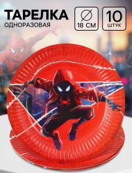 Тарелка бумажная Человек-паук D-18см*10шт Арт-10917182