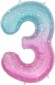 Шар ЦИФРА фольгированный № 3 34"86см Розовый Нежные искры градиент