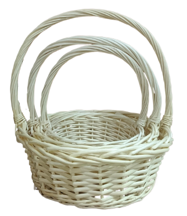 Корзина Набор Плетеных ИВА 3шт Круглые Белые D-20/25/30см Корзина Набор Плетеных ИВА 3шт Круглые Белые D-20/25/30см