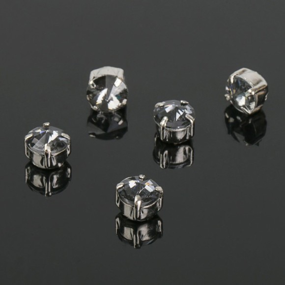 Стразы в цапах 8*8мм Серые в Серебре (1уп/5шт) 2328349