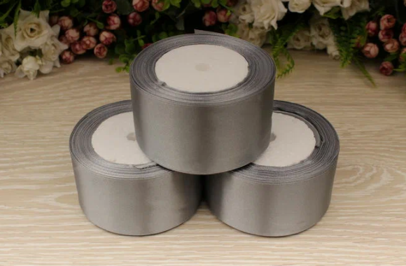 Лента Атласная 50мм*25ярд Серая