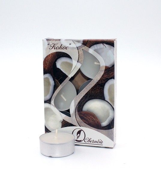 Свеча гильза Ароматизир Кокос Набор 6шт*12гр