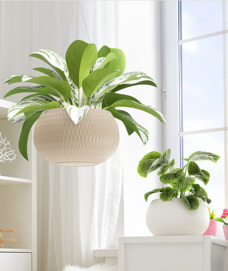 Горшок Жемчужина подвесной 4лит Бежевый М-8723 (с подвесом - трос)