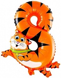 Шар ЦИФРА фольгированный № 8 36см Кот Арт 1207-1690