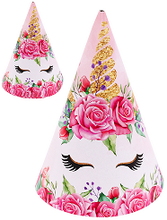 Колпак бумажный Цветочный Единорог (16см/6шт) Арт-7576