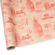 Бумага крафт Лондон красный на коричневом 70см*9м