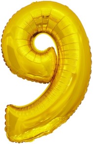 Шар ЦИФРА фольгированный № 9 34"86см ЭКО золото