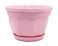 Горшок Крокус восьмигр 250мм Розовый с поддоном высота 17см