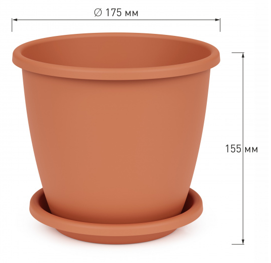 Горшок Афина 2,2лит Коричневый с поддоном М-6522 (БАШ)