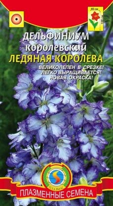Цветы Дельфиниум Ледяная Королева ЦВ/П (ПЛАЗМА) сине-белый однолетник до 1м