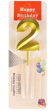 Свеча Цифра 2 Золотой Стиль Арт-2965