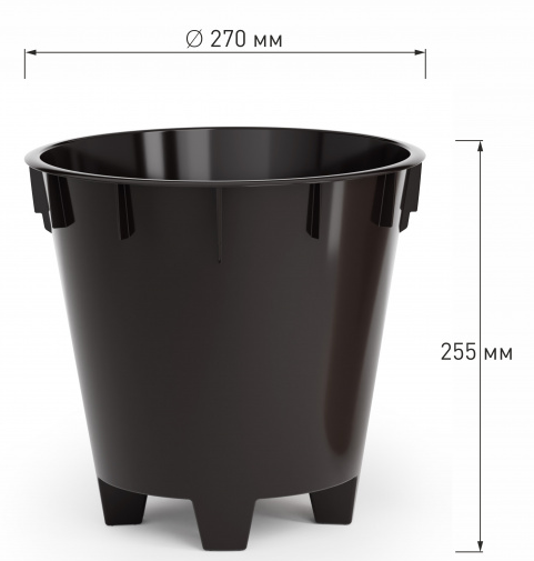 Горшок Лея 10лит Графитовый (с дренажной системой)