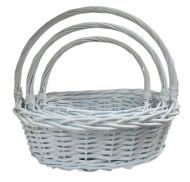 Корзина Набор Плетеных ИВА 3шт Лодочка Белые D-25/30/35см