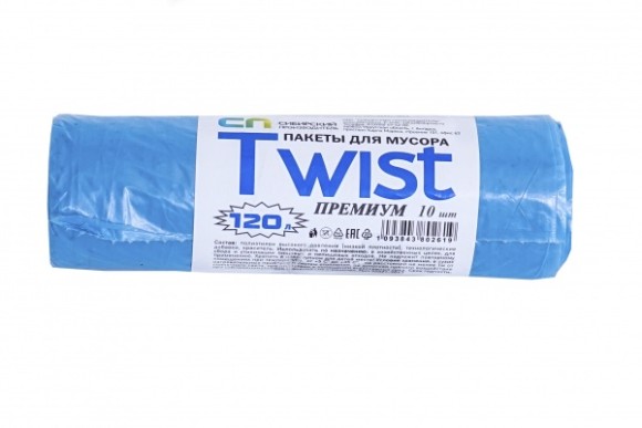 Мешки для мусора 120лит Twist Премиум 10шт в рулоне (16мкр)