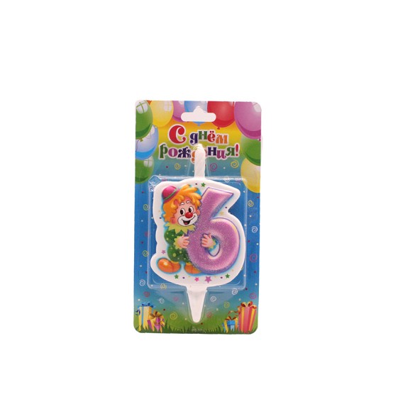 Свеча Цифра 6 Клоун 2986