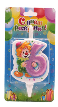 Свеча Цифра 6 Клоун 2986