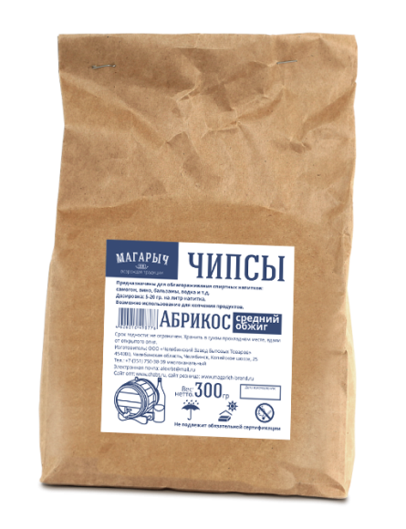 Чипсы деревянные МАГАРЫЧ Абрикос 300гр Средний обжиг (1уп/10шт) ЗАЛ УПАКОВКА