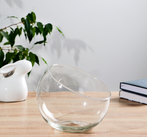 Ваза стеклянная Анабель шаровая с Косым срезом D-16см/Н-19,1см Арт-1673