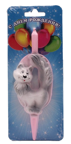 Свеча Цифра 0 Со Зверюшками 3041