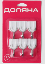 Крючки Набор самоклеящиеся Классика 6шт Белые Арт-2663712 Крючки Набор самоклеящиеся Классика 6шт Белые Арт-2663712