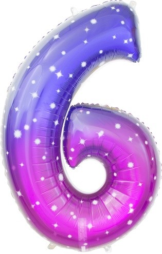 Шар ЦИФРА фольгированный № 6 34"86см Сиреневый Сияющий космос градиент Шар ЦИФРА фольгированный № 6 34"86см Сиреневый Сияющий космос градиент