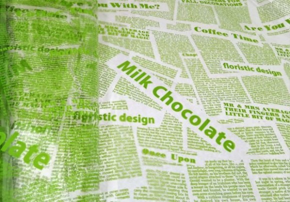 Пленка прозрачная с рисунком Газета Milk Chocolate Салатовая 70см/200гр