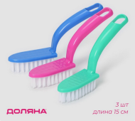 Набор щёток с изогнутой удлинённой ручкой Доляна 15см*3 шт Арт-610902