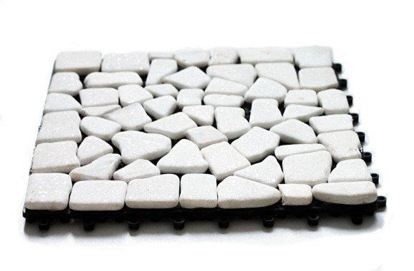 Каменная мозаика MS(DT)-0536 МРАМОР Белый круглый Пластик Основа