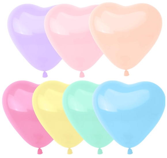 Шар латексный 10/25см Сердце макарунс Ассорти 1уп/100шт Арт 610303