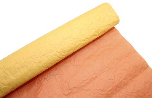 Бумага жатая двухцветная желтый-оранжевый матовый 70см*5м