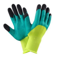Перчатки прорезиненные Салатовые с Чёрными пальцами №-312 (1уп/12пар)