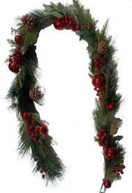 Гирлянда Хвоя 180см с Ягодами Шишками и Шарами