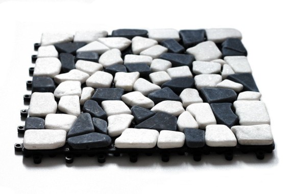 Каменная мозаика DT-3609 МРАМОР Чёрно-Белый Кругл Пластиков Основа