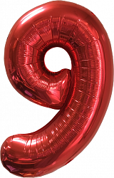 Шар ЦИФРА фольгированный № 9 40"102см Красный