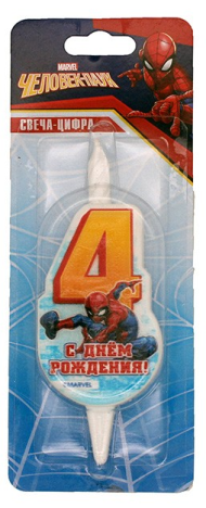 Свеча Цифра 4 Человек-паук 3514