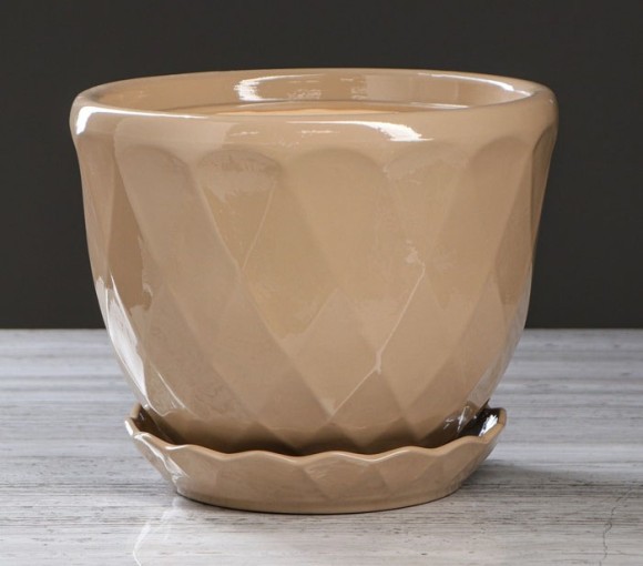 Кашпо Грань 6,5лит Глазурь Капучино Арт-4911556 (D-26cм)