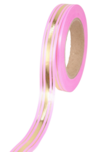 Лента Золот полоса Классика 2см*50ярд Ярко-Розовый РОССИЯ