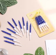 Свечи для торта С Днём Рождения Синий металлик 10шт 2919669