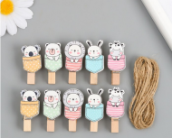 Прищепка Зверята в кармашках Арт-9917766 (1уп/10шт) ЦЕНА за ШТУКУ