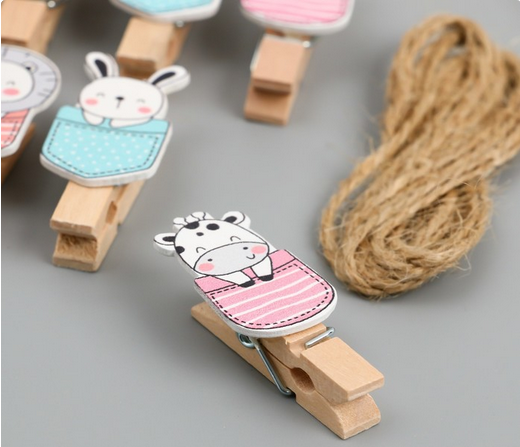 Прищепка Зверята в кармашках Арт-9917766 (1уп/10шт) ЦЕНА за ШТУКУ