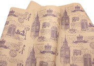 Бумага крафт Лондон фиолетовый на коричневом 70*9м