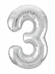 Шар ЦИФРА фольгированный № 3 40"102см Серебро