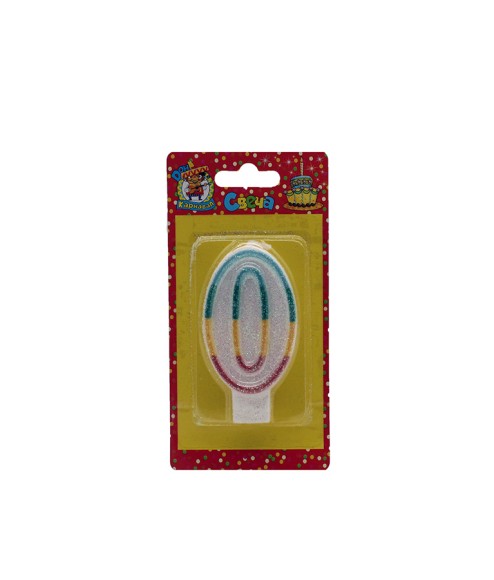 Свеча Цифра 0 Блёстки 1214