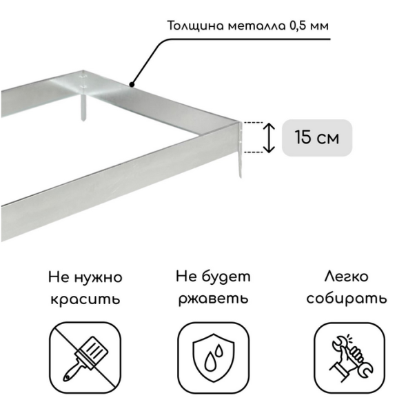 Клумба Оцинкованная 195*100*15см Greengo Арт-1822882 Грядка