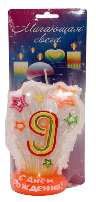 Свеча Цифра 9 Мигающая Салют 3509