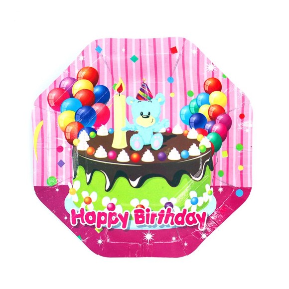 Тарелка бумажная С днем рождения Торт с мишкой 18*18 (набор 10 шт) 326767
