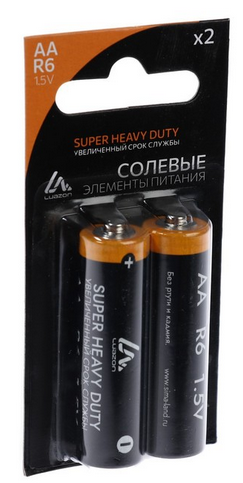 Батарейка пальчиковая LuazON Heavy Duty АА солевая R-06 (1уп/2шт) Цена за 1шт Батарейка пальчиковая LuazON Heavy Duty АА солевая R-06 (1уп/2шт) Цена за 1шт
