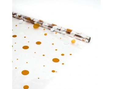 Пленка прозрачная с рисунком Конфетти Золото-Белый 70см/200гр