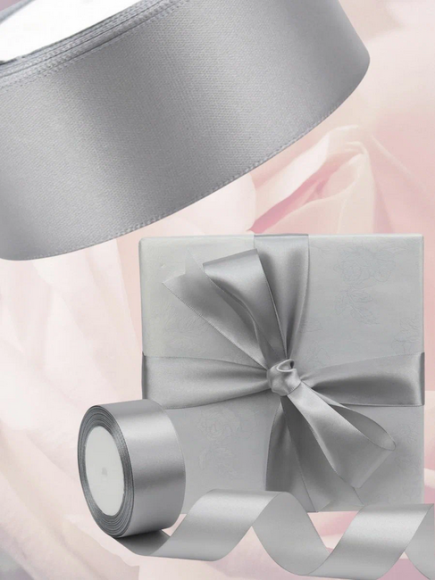 Лента Атласная 25мм*25ярд Серебро